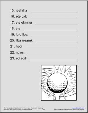 unscramble golfing
